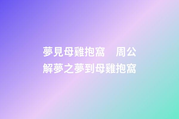 夢見母雞抱窩　周公解夢之夢到母雞抱窩